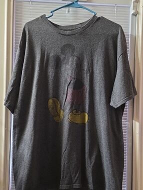 Disney Dark Gray Mickey Graphic Tee with Yellow Accents